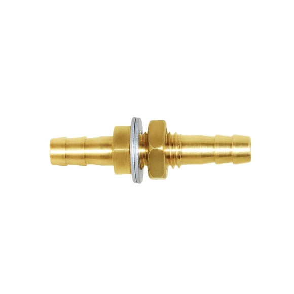 Joywayus 3/16'' Hose Barb Thru-Bulk Head Fuel Hex Union Fitting Intersection/Split Brass Water/Fuel/Air