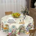 thumbnail image 2 of Easter Tablecloth Round 60 Inch Spring Floral Tablecloth Farmhouse Bunny Easter Table Cloth for Dining Room Kitchen Holiday Picnic Party Indoor or Outdoor Decor, 2 of 6