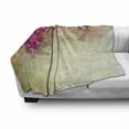 thumbnail image 3 of Floral Soft Flannel Fleece Throw Blanket, Vintage Illustration of Oleander Flowers Distressed Retro Background, Cozy Plush for Indoor and Outdoor Use, 60" x 80", Pink Green Pale Yellow, by Ambesonne, 3 of 6