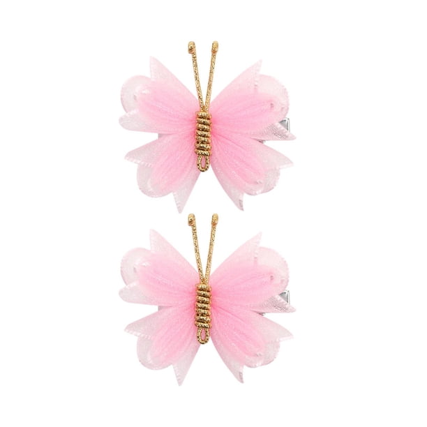 2 x Pinzas para el cabello con forma de mariposa Pinzas para el cabello con forma de mariposa Portátiles Versátiles Cabello rizado Cabello Malla Rosa