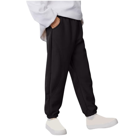 HAPIMO Boys Kids Multi Color Basic Elastic Cuffed Sweatpants Elastic Waist Soft Pants for School Black 12 Years