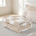 thumbnail image 6 of Manfei Contemporary Grid Zipper Full Size Comforter Sets with Fitted Sheet and 2 Pillowcases,Checkered Art Zipper Bedding Set,Beige White,Light Gray Reversible,4pcs, 6 of 8