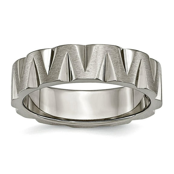 Titanium Polished and satin Notched 6mm Satin and Polised Band Ring Size 9.5 Ring for Women and Men