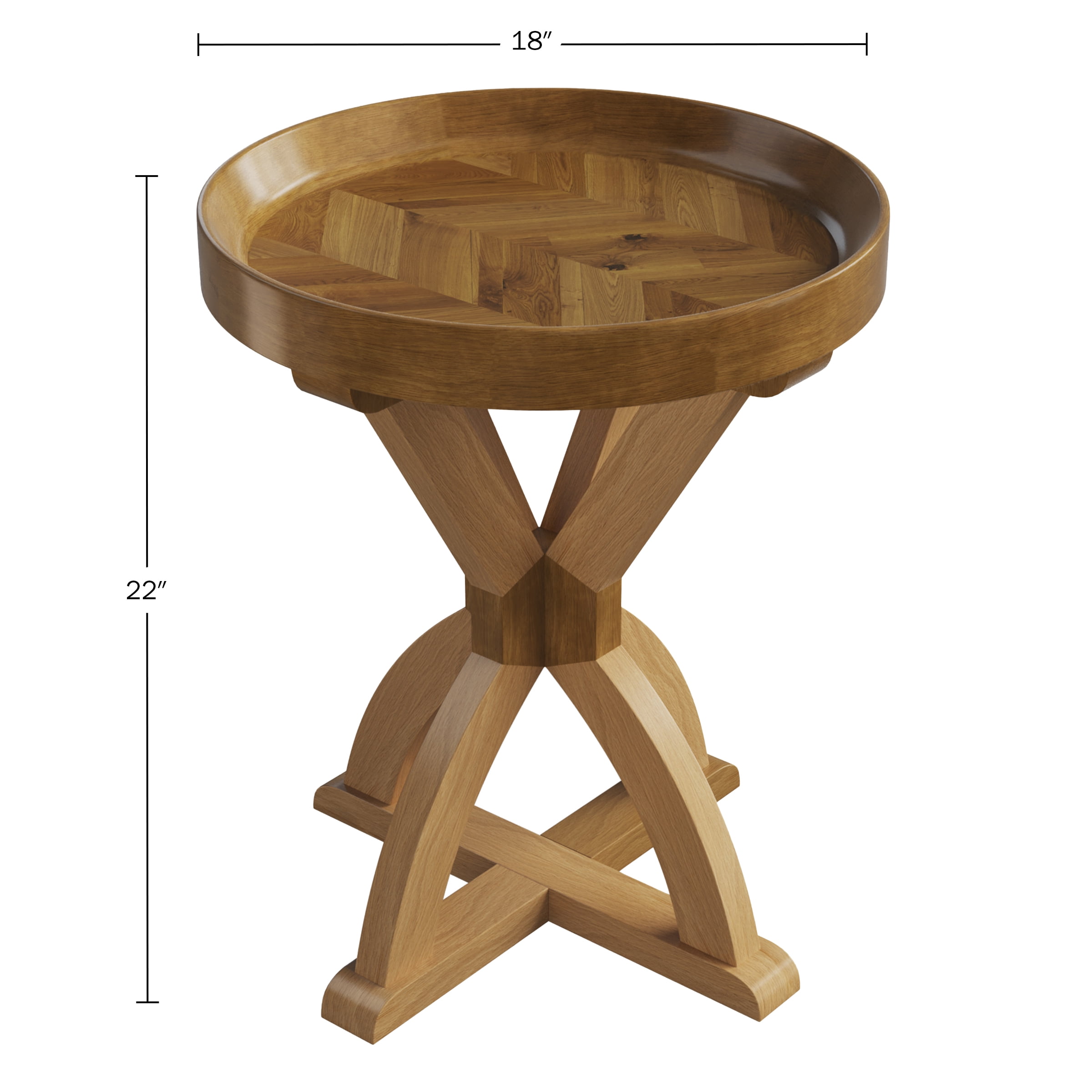 Lavish Home - Mango Wood Round Pedestal Side Table for Couch, Entryway, or Bed (Natural with Light Stain)
