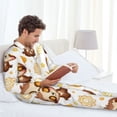 thumbnail image 6 of Honeii Sloth Yoga Pattern Mens Pajamas Set,2pcs Men's Lounge Long Sleeve Sleep Shirt and Pajama Bottoms Sleepwear Set,Mens Pjs Sets-Large, 6 of 7