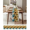 thumbnail image 3 of ERUNPONLY Sunflower Table Runner - 90 Inch Long Pastoral Pastel Yellow Floral Rustic Wood Plank Cotton Linen Blended Dress Scarves Farmhouse Table Runner for Kitchen Dining, Coffee Table, 13" x 90", 3 of 8