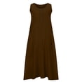thumbnail image 4 of Efsteb Womens Sleeveless Dresses Resort Dress Solid Color Loose Fit Casual Spring Crew Neck Cotton Linen Tank Dress with Pocket ,Size:L, 4 of 6