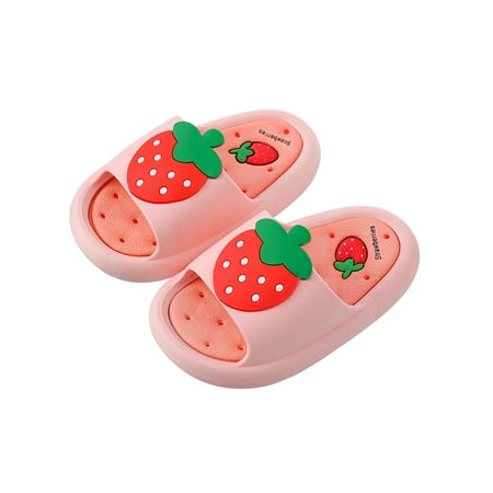 

Tenmix Unisex Summer Comfortable Flat Sandals Lightweight Fruits Decor Flats Children Beach Flexible Slip On Slides