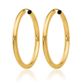 thumbnail image 3 of 14K Solid Yellow Gold Endless Tube Round Medium Hoop Earrings, 3 of 10