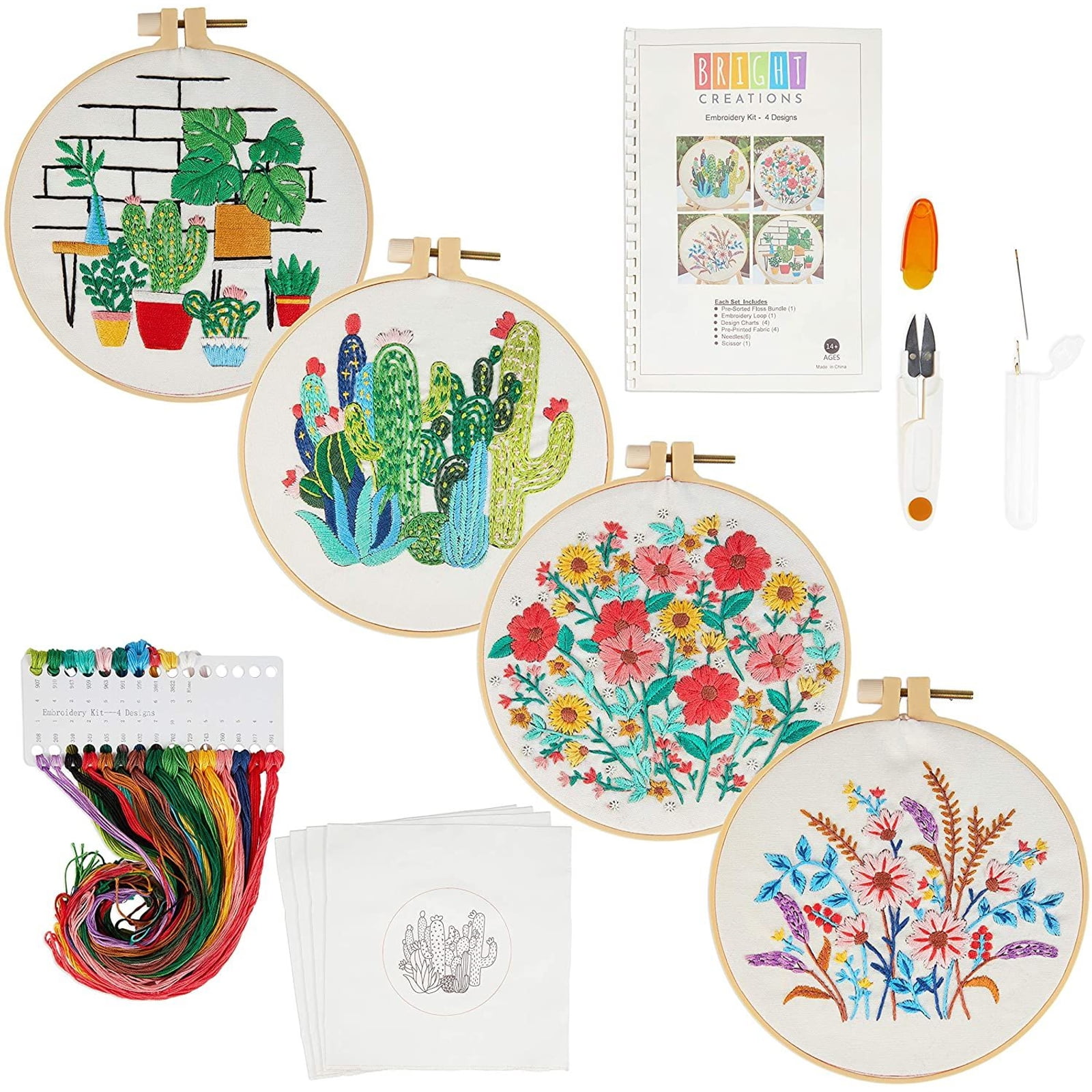 Modern Embroidery Pattern with Video Tutorial Floral Hand Embroidery Kit DIY I am enough Beginner Needlepoint Design and stitch guide