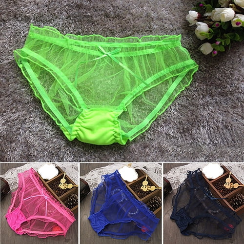 Cheers Women Sexy Breathable See-through Mesh Panties Bowknot Sheer Briefs  Knickers 