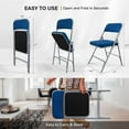 thumbnail image 3 of VINGLI Padded Folding Chairs with Thick Seat Cushion, Portable, Durable & Extra Comfortable Foldable Chairs for Indoor & Outdoor Events, Banquet, Party, Dinning, Work, Craft, Fabric, Navy Blue, 4 Pack, 3 of 8
