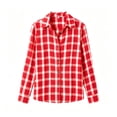 thumbnail image 3 of cocolona Womens Classic Shirts Plaid Color Block Long Sleeve Blouses Collared Button Down Business Work Tops Fall Outfits, 3 of 7