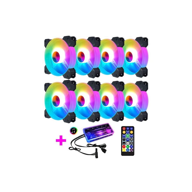 Ventilador de chasis RGB ajustable Ventilador de caja de alto flujo de aire Ventilador de refrigeración de chasis luminoso de marco completo con Juegos de teclado y mouse para computadora No.8