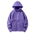 thumbnail image 5 of CHEEREAM Men's Heavyweight Sherpa Lined Fleece Hoodie Jacket Sherpa Lined Thick Warm Thermal Coat with Pockets Purple S, 5 of 5