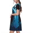 thumbnail image 2 of Balery Open-Mouthed Shark Vestidos sueltos de manga corta para mujer, vestidos de verano 2025, vestidos casuales de corte A con vuelo., 2 of 6
