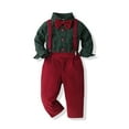 thumbnail image 2 of WEAIXIMIUNG Mamas Boy Outfit 4T Toddler Christmas Boys Long Sleeve Cartoon Prints Shirt Tops Pants with Tie Child Kids Gentleman Outfits, 2 of 4