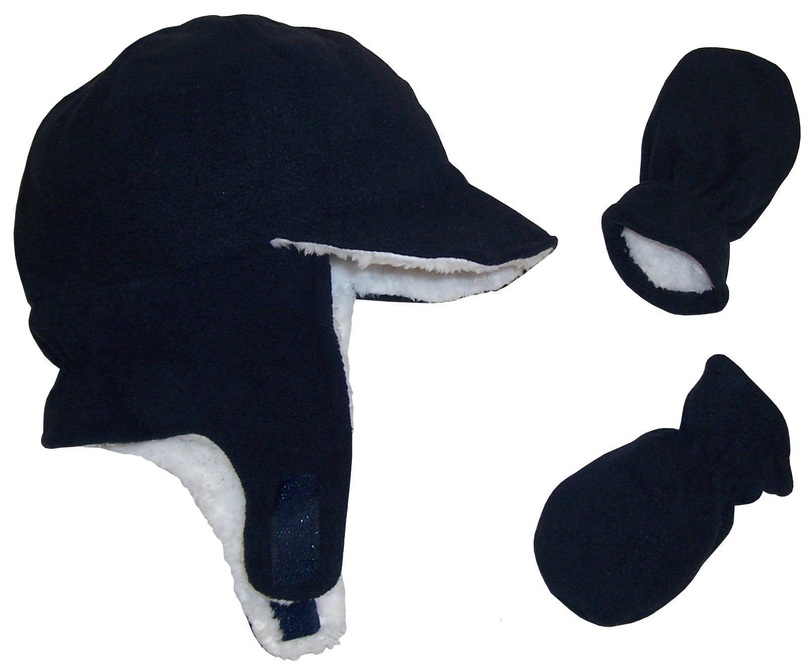 NIce Caps Little Boys and Baby Sherpa Lined Warm Fleece Pilot Hat Mitten Set 