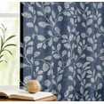 thumbnail image 5 of Vargottam Extra Long Cotton Curtains - 108" Length Drapes for High Ceilings or French Doors - 52"x108", Light Filtering Rod Pocket/Back Tab Drapes, Set of 2 Panels - Leaves Vine Design (Blue), 5 of 8