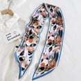 thumbnail image 4 of EliteGoogv Womens Satin Silk Like Scarf Floral Print Square Scarf For Hair Wrapping Beach Head Wrap Neck Scarf And Handbag Accessory,Dark Blue,A, 4 of 8