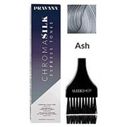 Pravana Chromasilk EXPRESS TONES Ammonia-Free 5 Minute Toning DEMI-PERMANENT Hair Color Dye (w/Sleek Tint Brush) Cream Haircolor Chroma Silk Quick Toning (ASH)