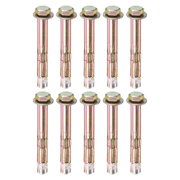 Uxcell 10-Pack M6 x 60mm Tornillos de expansión hexagonales externos de acero galvanizado de hierro-carbono para concreto