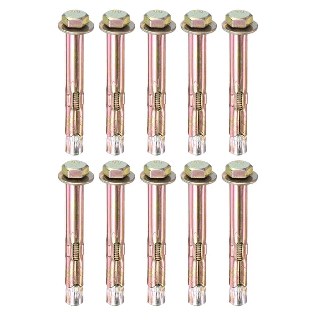 Uxcell 10-Pack M6 x 60mm Tornillos de expansión hexagonales externos de acero galvanizado de hierro-carbono para concreto