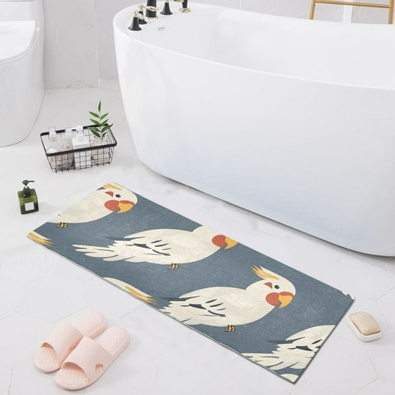 Bath Mat Soft Plush Non-Slip Absorbent Bathroom Rugs 39"x20" Birds Parrot Corella
