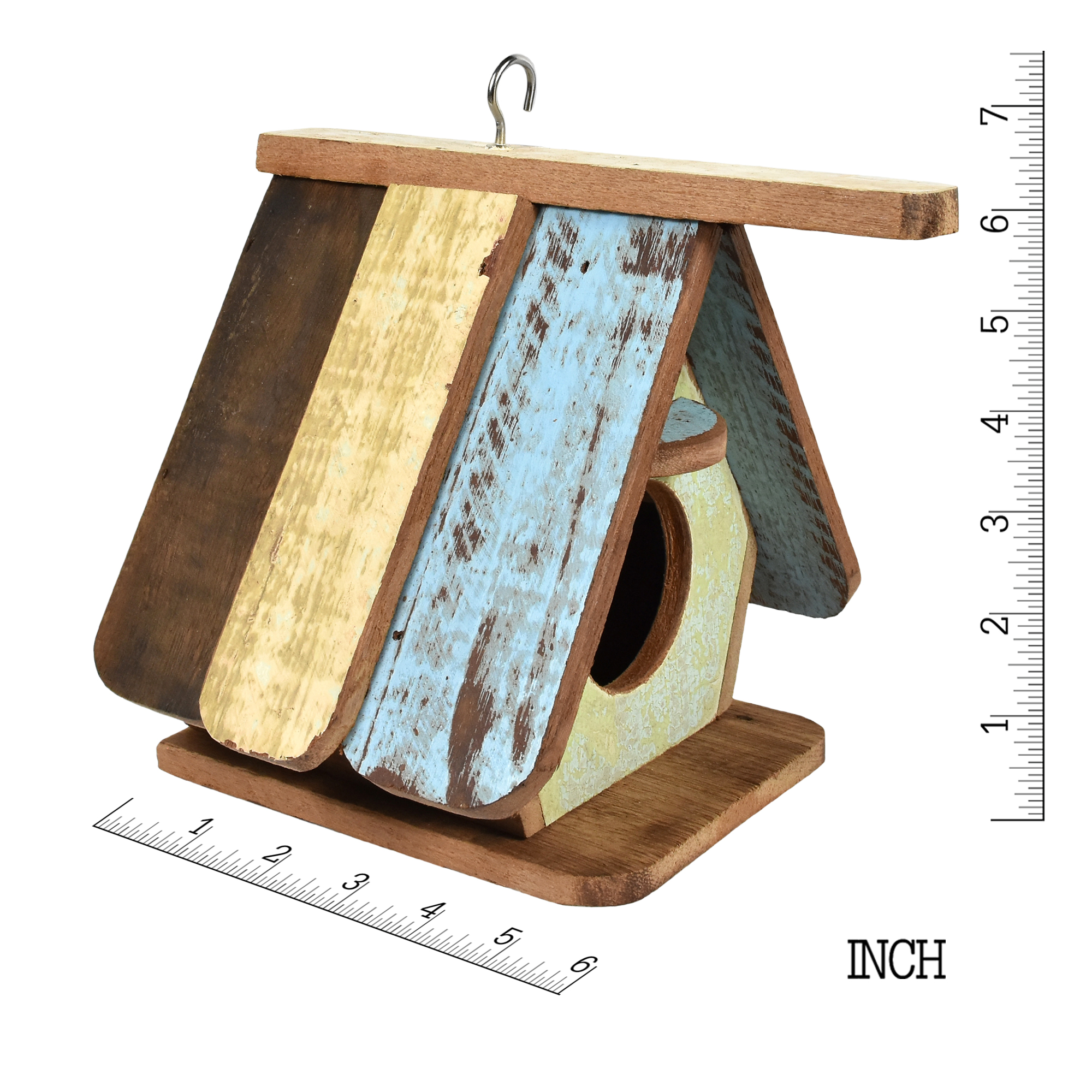 Handcrafted Pastel Bird House Wood Hanging Decor - image 3 of 5