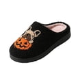 thumbnail image 4 of GrmtClth Halloween Themed Puppy Pumpkin Graphic Plush Slippers Women Warm Soft Indoor Slip On House Slipper For Daily Wear Black 40(US/8), 4 of 6