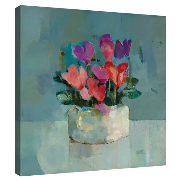 Pretty Pot of Cyclamen by Sarah Simpson Canvas Art Print