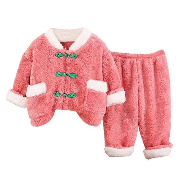 BLVB Toddler Baby Boy Girl Fleece Two Piece Outfits Long Sleeve Plush Cardigan Trousers Set Cute Winter Clothes