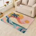 thumbnail image 2 of Palm Tree Rugs for Living Room Bedroom - Colorful Rug 6x9 - Retro 70s Carpet for Home Decor - Washable Non Slip Patterned Indoor Large Area Rug - Soft & Low Pile (ZN&775), 2 of 7