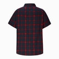 thumbnail image 6 of WREESH Men's Oversized Summer Button Down Shirts Fashion Short Sleeve Plaid Top Trendy Style Red, 6 of 7