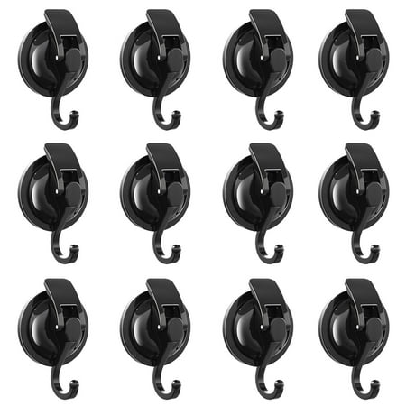 

12Pack Suction Cup Hooks Heavy Duty Powerful Hooks Vacuum Suction Shower Hooks Reusable Without Punching Waterproof Wall Bathroom Kitchen Restroom - Black