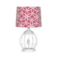 thumbnail image 3 of Cooper Ridge 17" White Birdcage Lamp with Pink and White Shade, 3 of 5