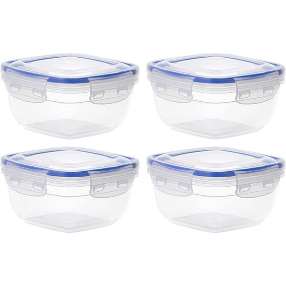 Superio Pack of 4 Plastic Food Storage Containers with Airtight Lids - 10 Cup, 80 Oz, BPA Free, Leakproof, Stackable Sealed Containers for Organizing- Microwave, Dishwasher and Freezer Safe, Clear