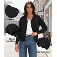 thumbnail image 6 of Women's Lightweight Button Down Cardigan Sweater, V Neck Scalloped Trim Slim Fit Long Sleeve Knit, 6 of 6
