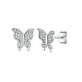 thumbnail image 1 of Pendientes de Mariposa Silvora de Plata Esterlina con Circonita Brillante, 1 of 8