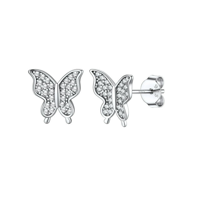 Pendientes de Mariposa Silvora de Plata Esterlina con Circonita Brillante
