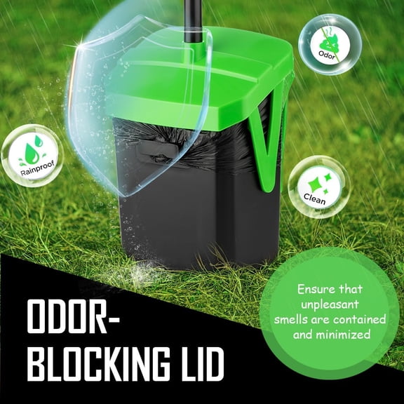 Pooper Scooper Swivel Bin & Rake with 100 Waste Bags, Dog Pooper Scooper with Bag Attachment for Large, Medium & Small Dogs, Poop Scooper with Lid for Lawn, Yard, Dog Kennel