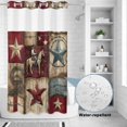 thumbnail image 4 of No Hook Shower Curtain with Built-in Rings - Western Farmhouse Washable Waterproof Fabric Bathroom Curtains for Hotel,Rentals, Stall 36 X 72 Inch , Vintage Wood Texture Barn Star Red Gray, 4 of 9