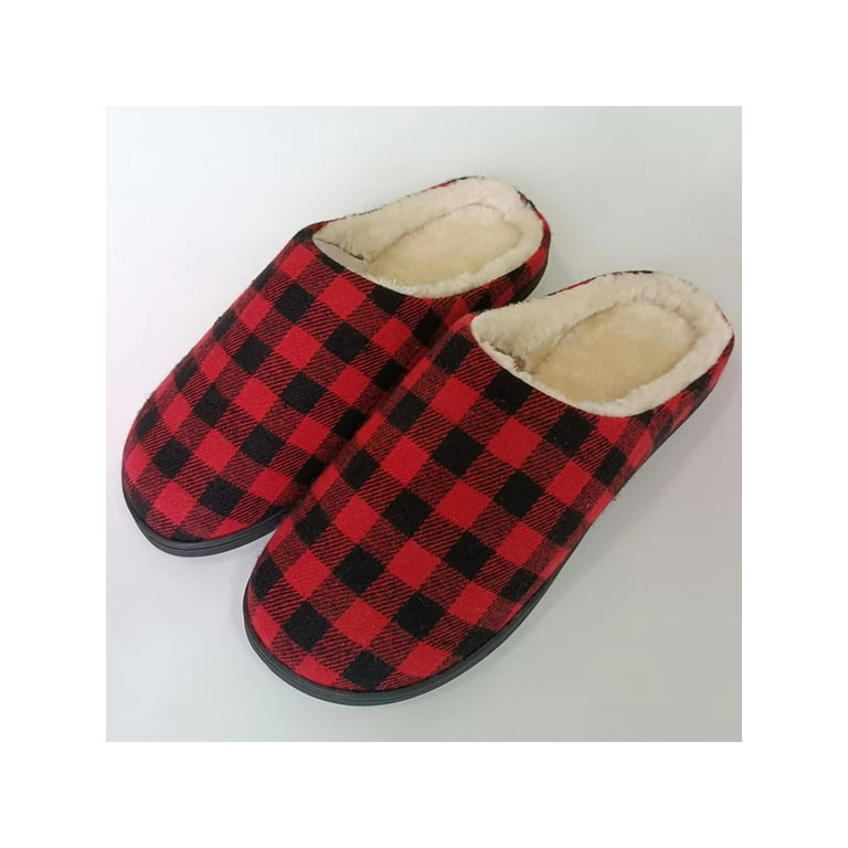 Gomelly Unisex House Shoe Slip On Slide Slipper Plaid Slippers
