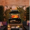 thumbnail image 2 of Large Outdoor Wood Burning Fireplace, house shape Outdoor Log Burner Fire Pit with Log Grate and Poker, 37" x 32" x 18" Large Metal Firepit for Patio Garden Backyard, Black, 2 of 7