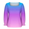 thumbnail image 5 of Scyoekwg Womens Tops Dressy Casual Long Sleeve Square Neck Top Fall Fashion Gradient Graphic Tops Casual Stretchy Pullover (Sky Blue,S), 5 of 6
