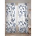thumbnail image 5 of Sheer Curtains 84 Inches Long 2 Panels Set for Living Room, Navy Blue Coastal Semi Sheer Curtains for Windows, Nautical Starfish Coral Shell Ocean Summer Voile Window Treatments Rod Pocket Curtain, 5 of 7