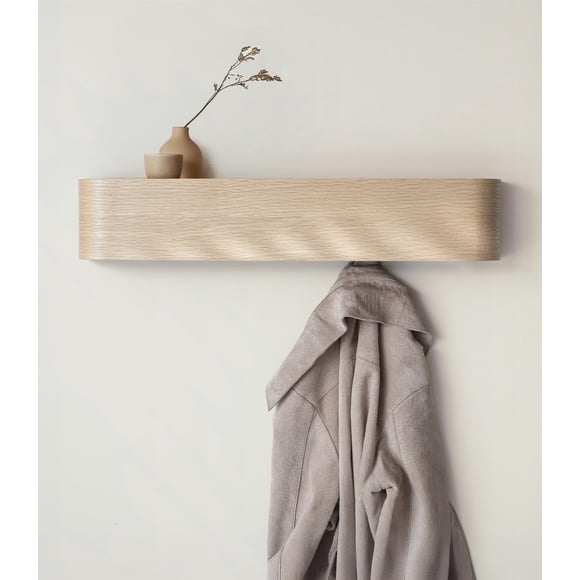 Perchero Kazai Toke de chapa de madera de roble 53x10x7 cm