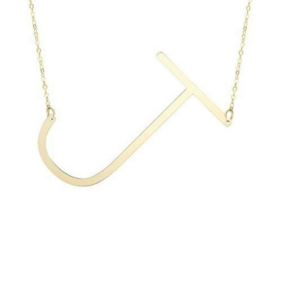 JewelStop 14k Yellow Gold 15mm Polished Initial-J Pendant on JewelStop 14k Gold 18" 0.8mm Extendable Classic Cable Chain