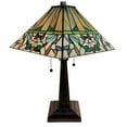 thumbnail image 3 of Amora Lighting Tiffany Style Table Lamp Mission 22" Tall Stained Glass White Decor Night Stand Bedroom Handmade, 3 of 4