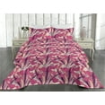 thumbnail image 2 of Ambesonne Modern Lily Quilted Bedspread Set 3 Pcs, Pastel Delicate Floral, King, Hot Pink Plum Magenta, 2 of 4